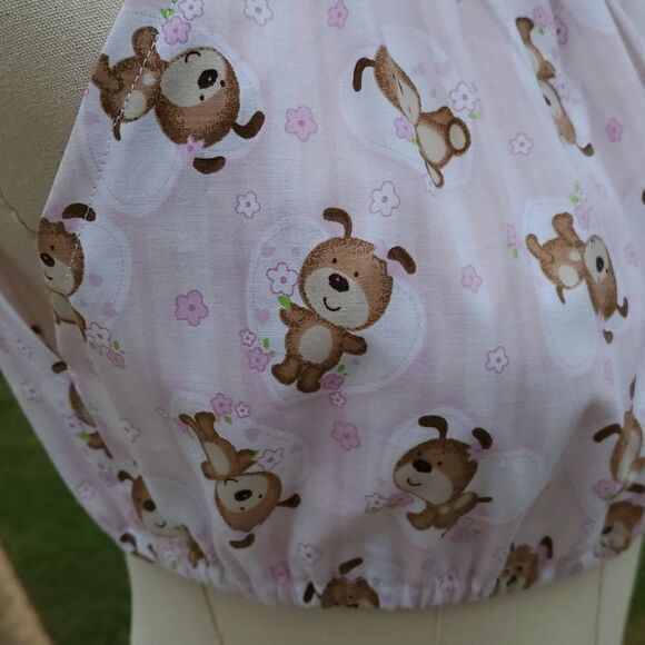 Hey Sue! Vintage Dogs Flowers Handmade Crop Top Shorts Set 70s Style - Picture 4 of 8